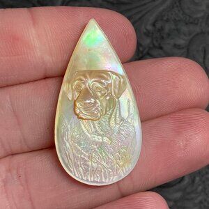 Labrador Retriever Dog Carved Mother of Pearl Cabochon